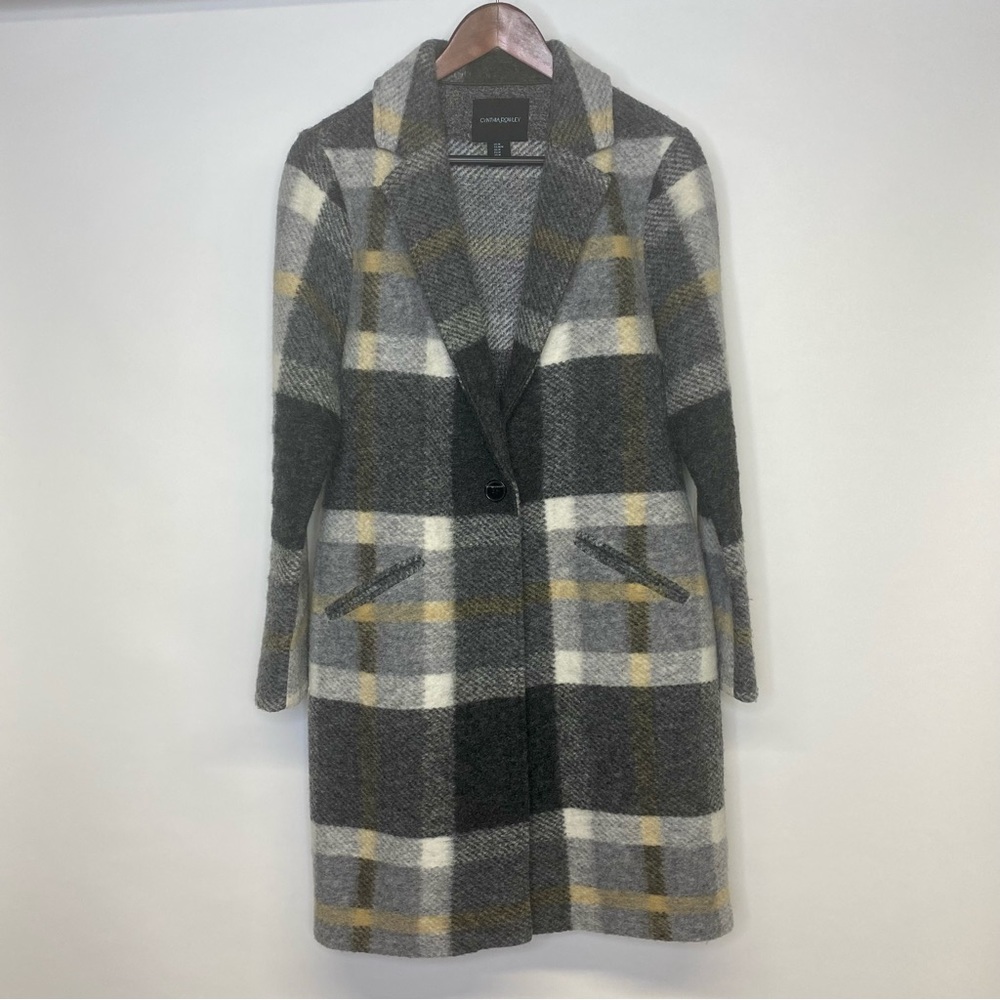 Cynthia Rowley long wool plaid jacket